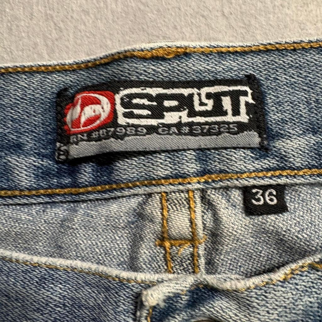 Vintage Split Skateboarding Jeans Mens 36 Blue Denim Baggy Skate Y2K 90s