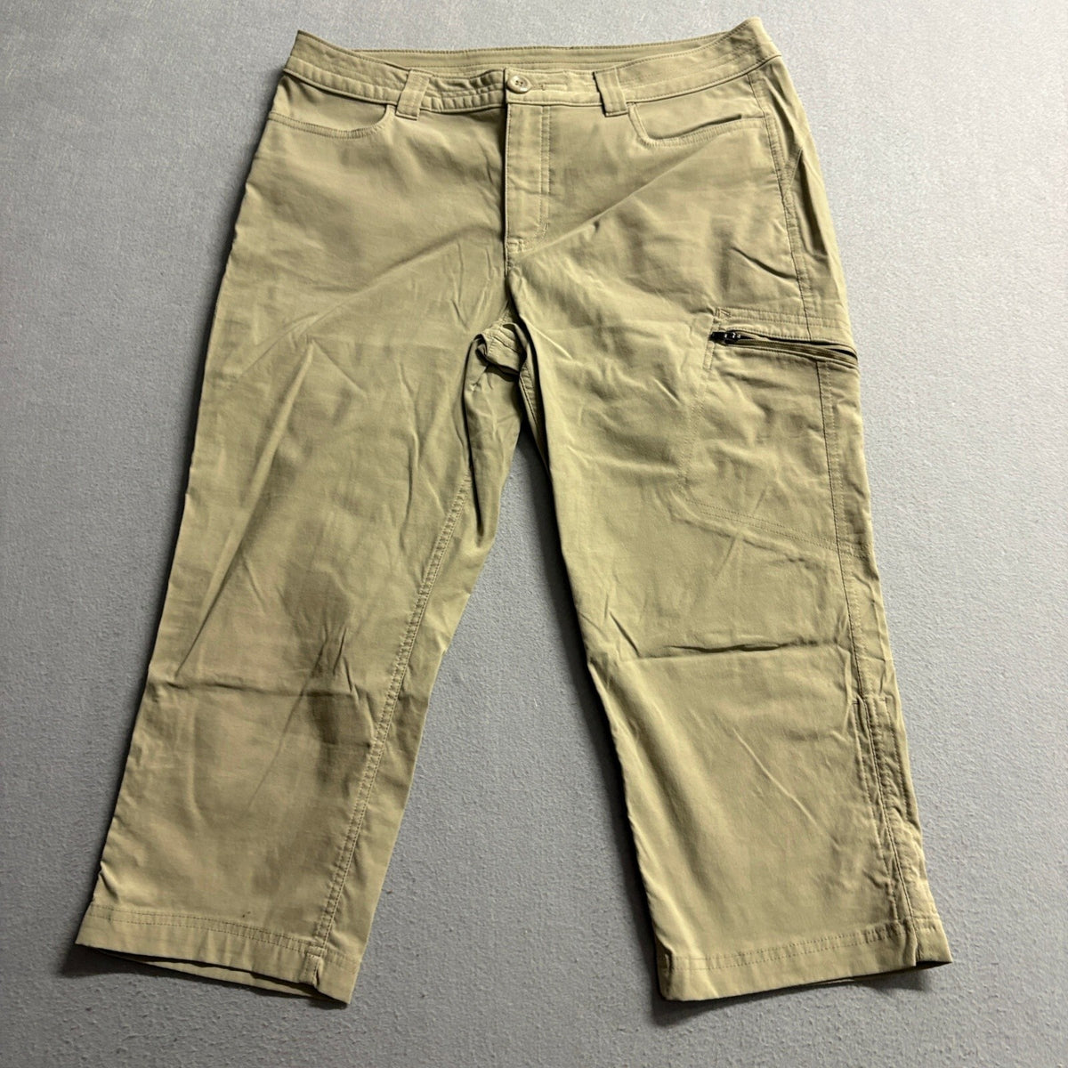 Eddie Bauer Womens 12 Capri Pants Beige Nylon Spandex Stretch Hiking Outdoor