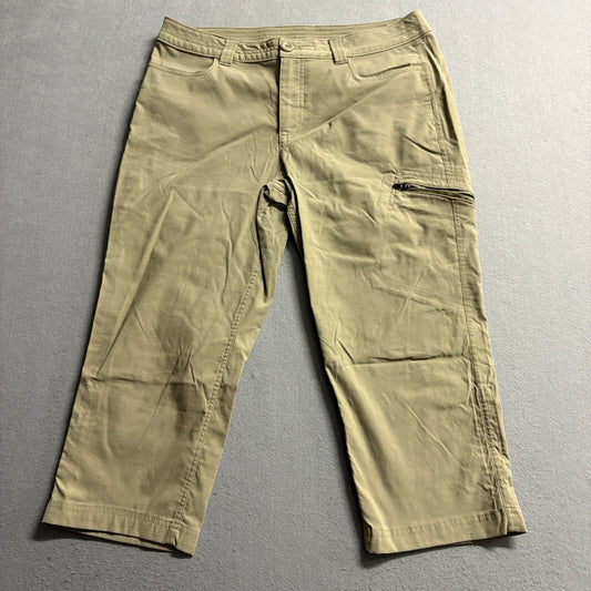 Eddie Bauer Womens 12 Capri Pants Beige Nylon Spandex Stretch Hiking Outdoor