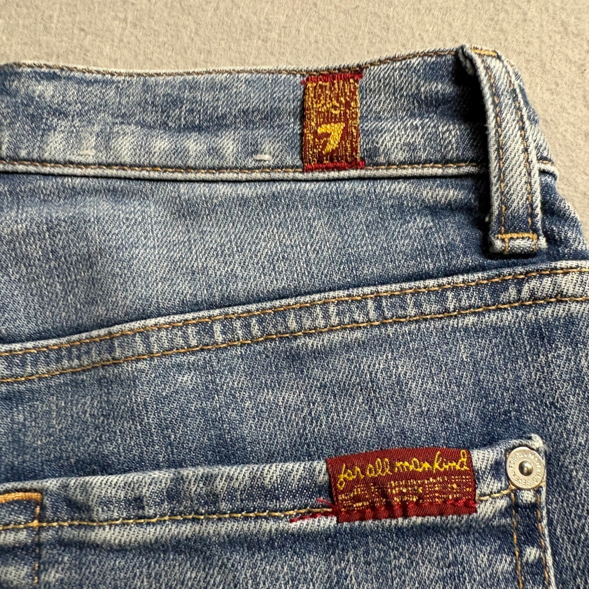 7 For All Mankind High Waist Josefina Jeans Womens 24 Distressed Button Fly Blue
