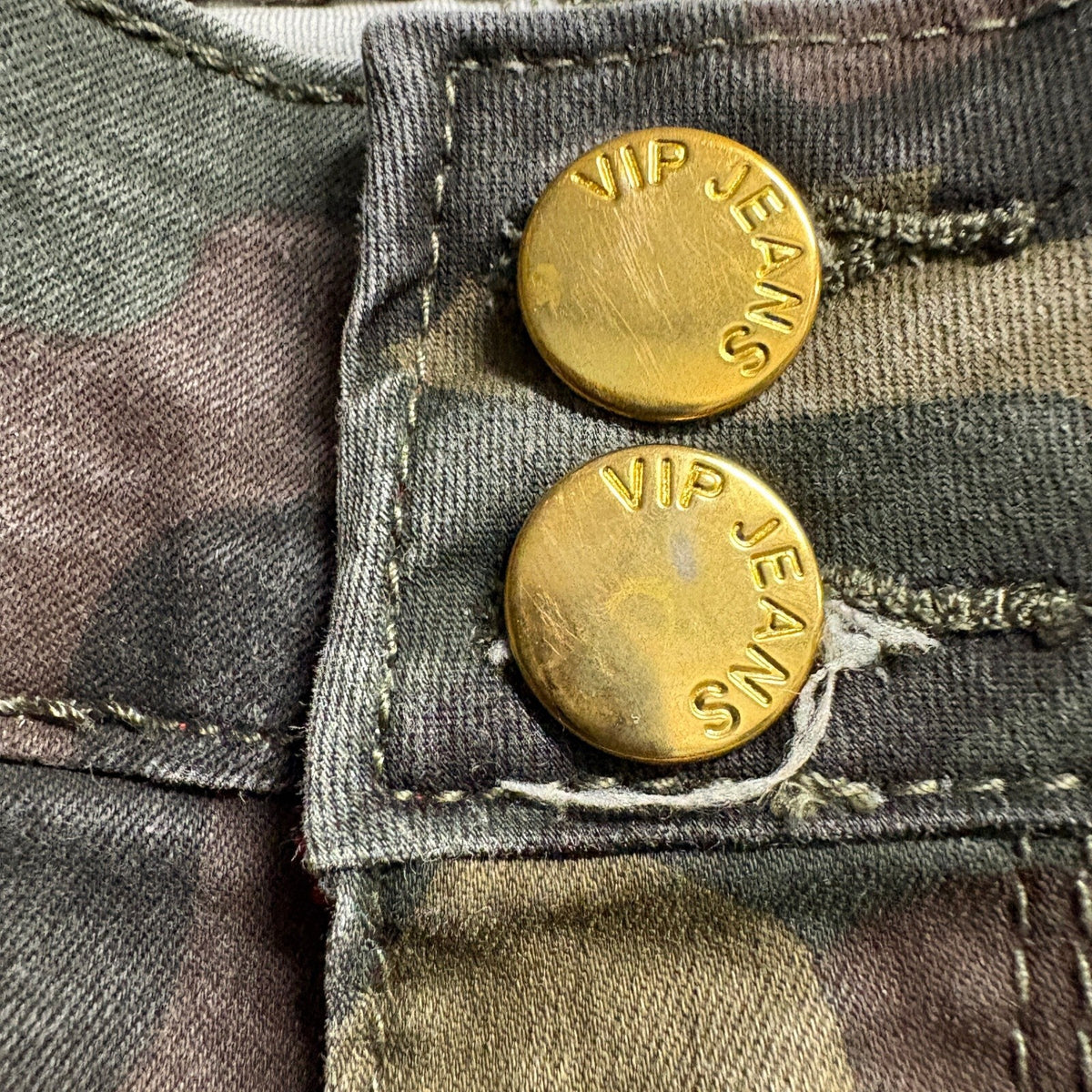 VIP Jeans Womens Camo Camouflage Stretch Skinny Pants Size 13 14 Double Button