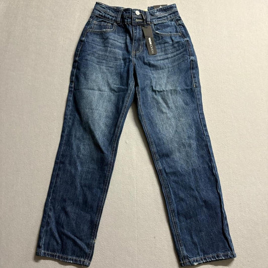 Fashion Nova All Tied Up Straight Leg Jeans Womens Size 1 Dark Wash Denim Cotton
