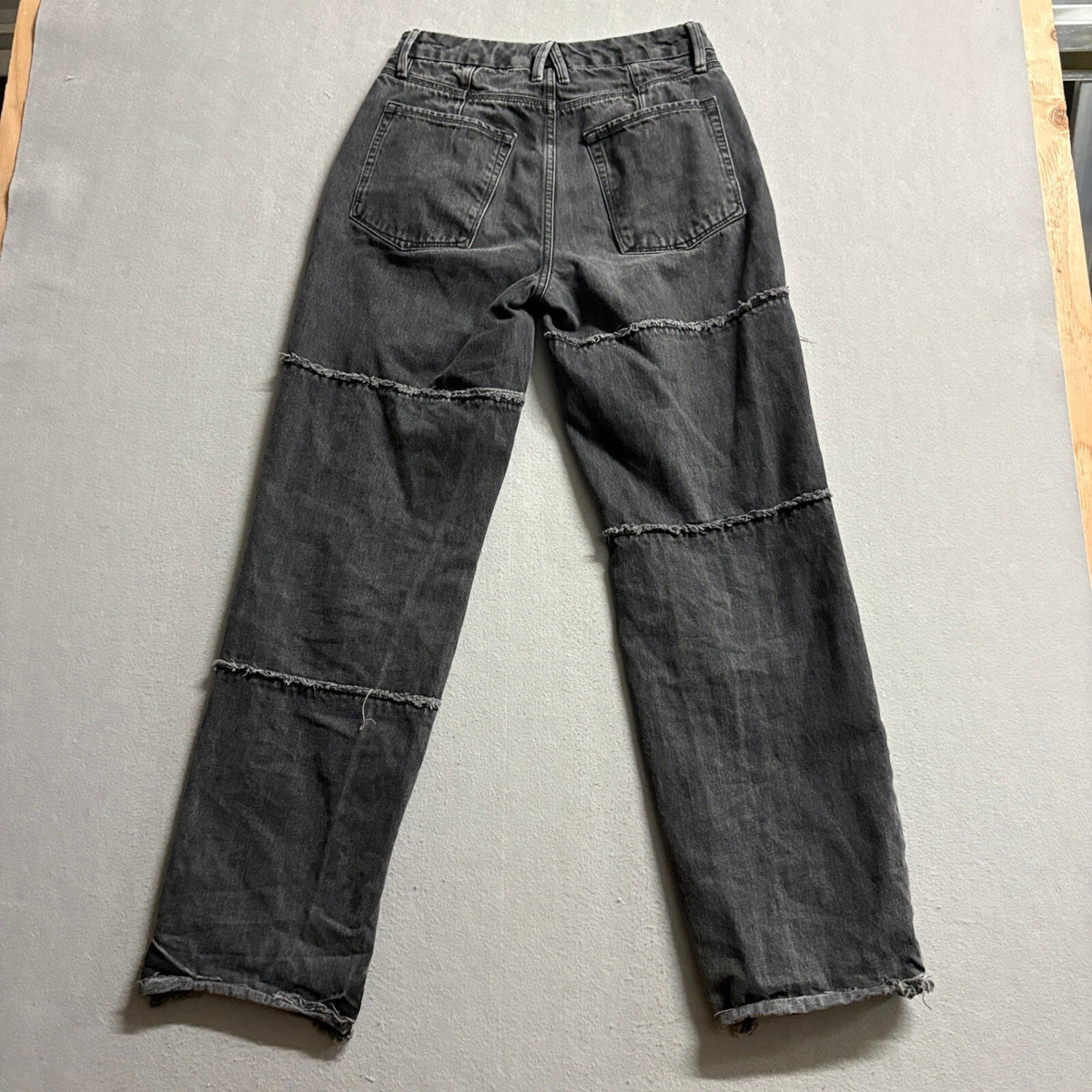 Good American Womens Jeans Size 2 26 Black High Rise Raw Hem Seamed Straight Leg