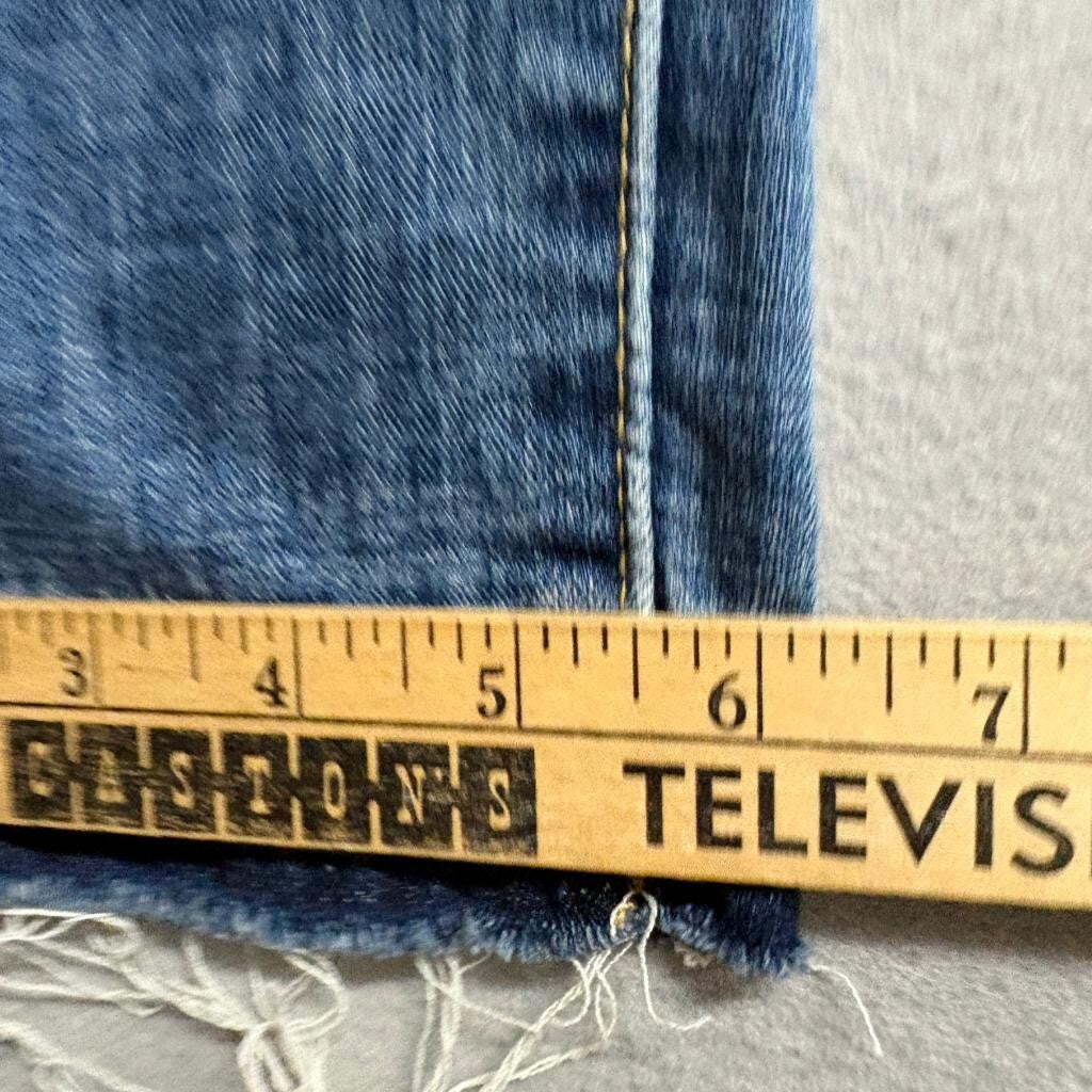 Levis 711 Skinny Ankle Jeans Womens 33 Distressed Ripped Knee Frayed Hem Blue