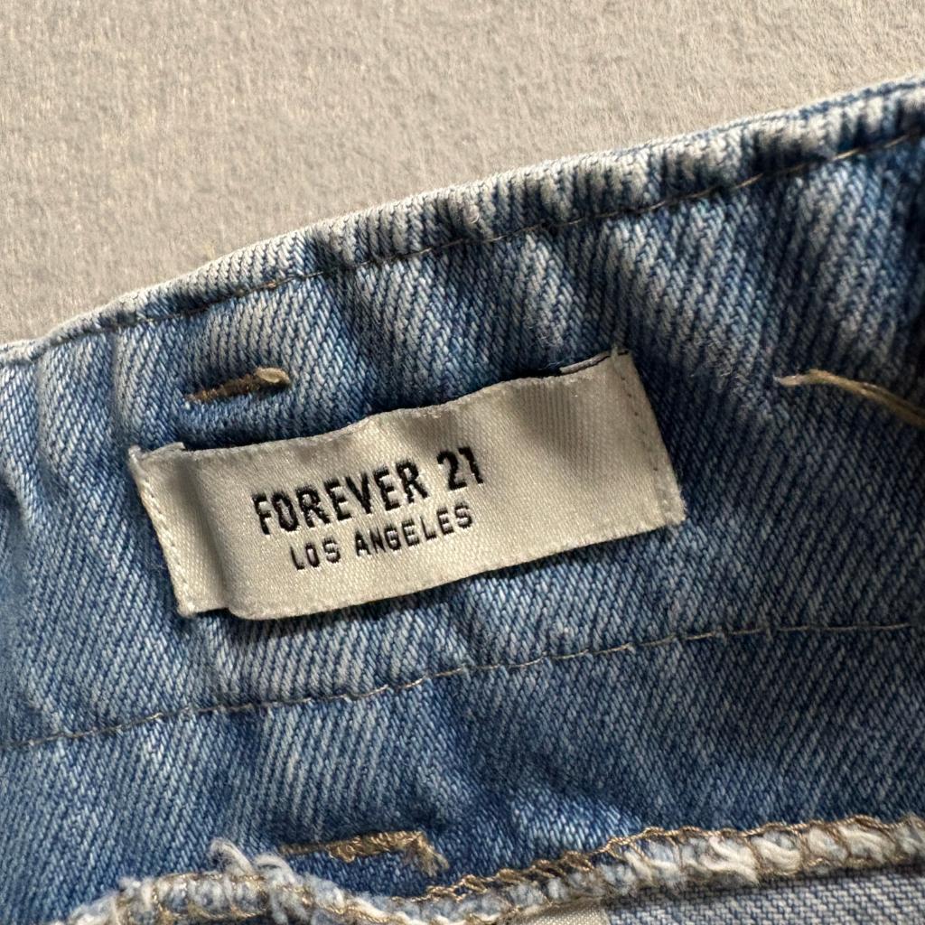 Forever 21 Premium Denim Jeans Womens 27 Blue Paperbag Waist Pleated Wide Leg