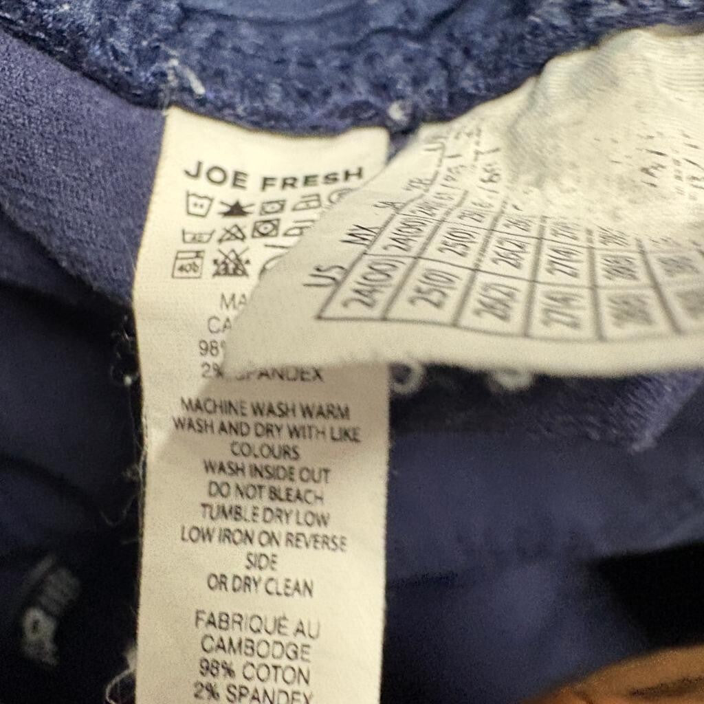 Joe Fresh Corduroy Pants Womens 10 Navy Blue Classic Slim Stretch Cord Pants