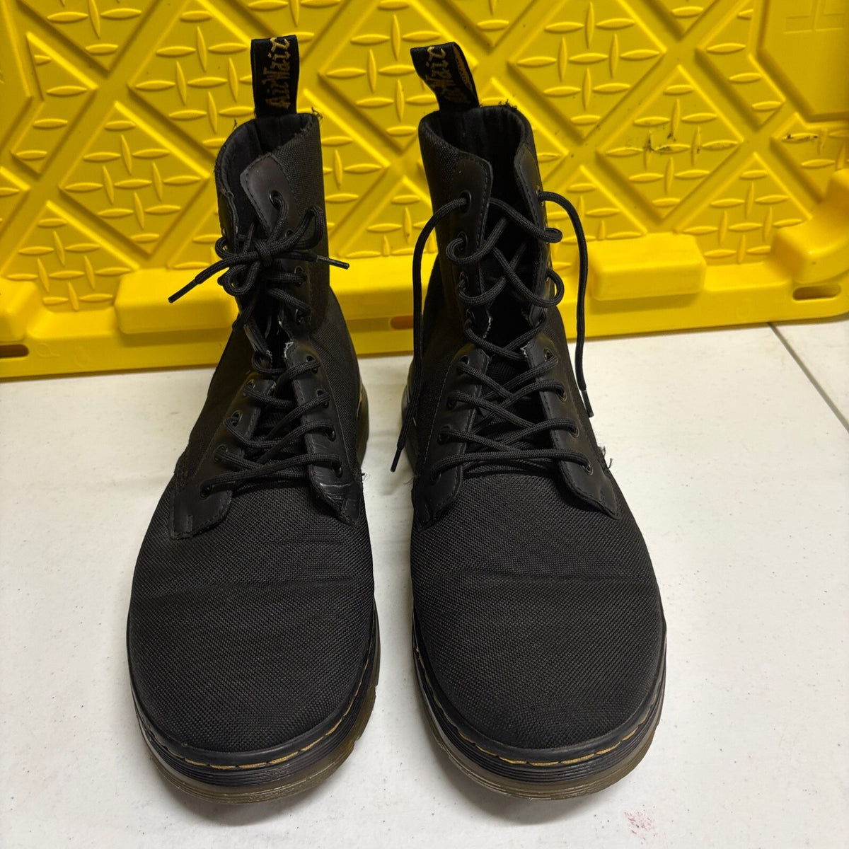 Dr Martens Combs Canvas Fold Down Combat Lace Up Boots Black Mens US 12 / UK 11