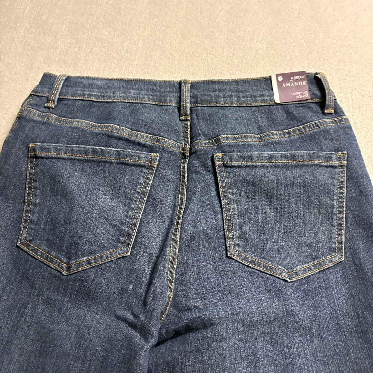 Gloria Vanderbilt Amanda Jeans Womens 8 Short Blue High Rise Tapered Leg Stretch
