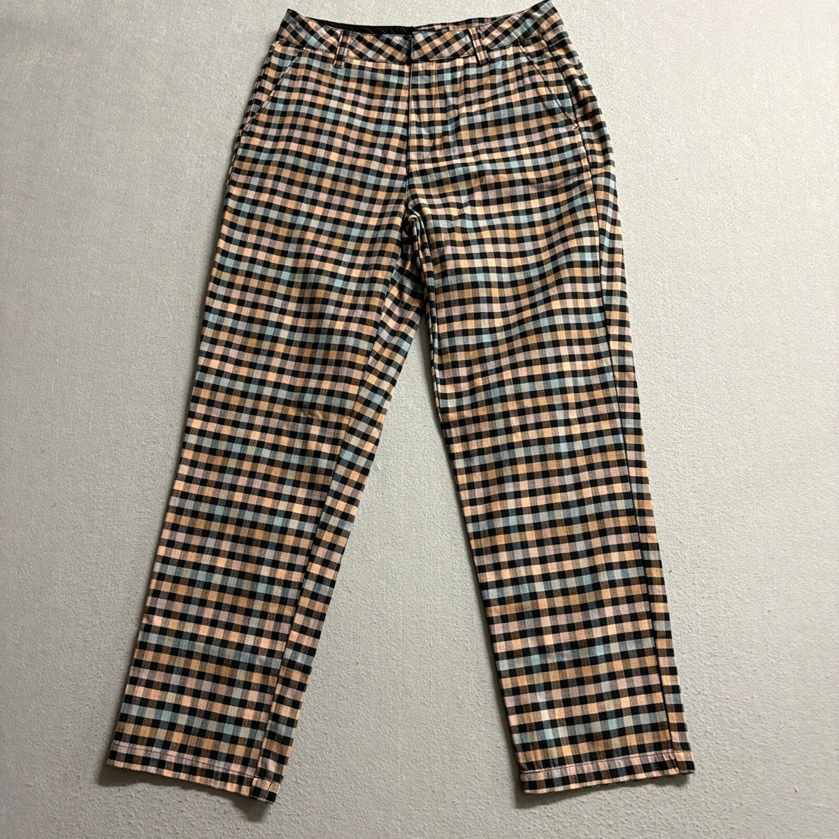 Volcom Plaid Trousers Womens Size 27 Multicolor Gingham Straight Leg Ankle Pants