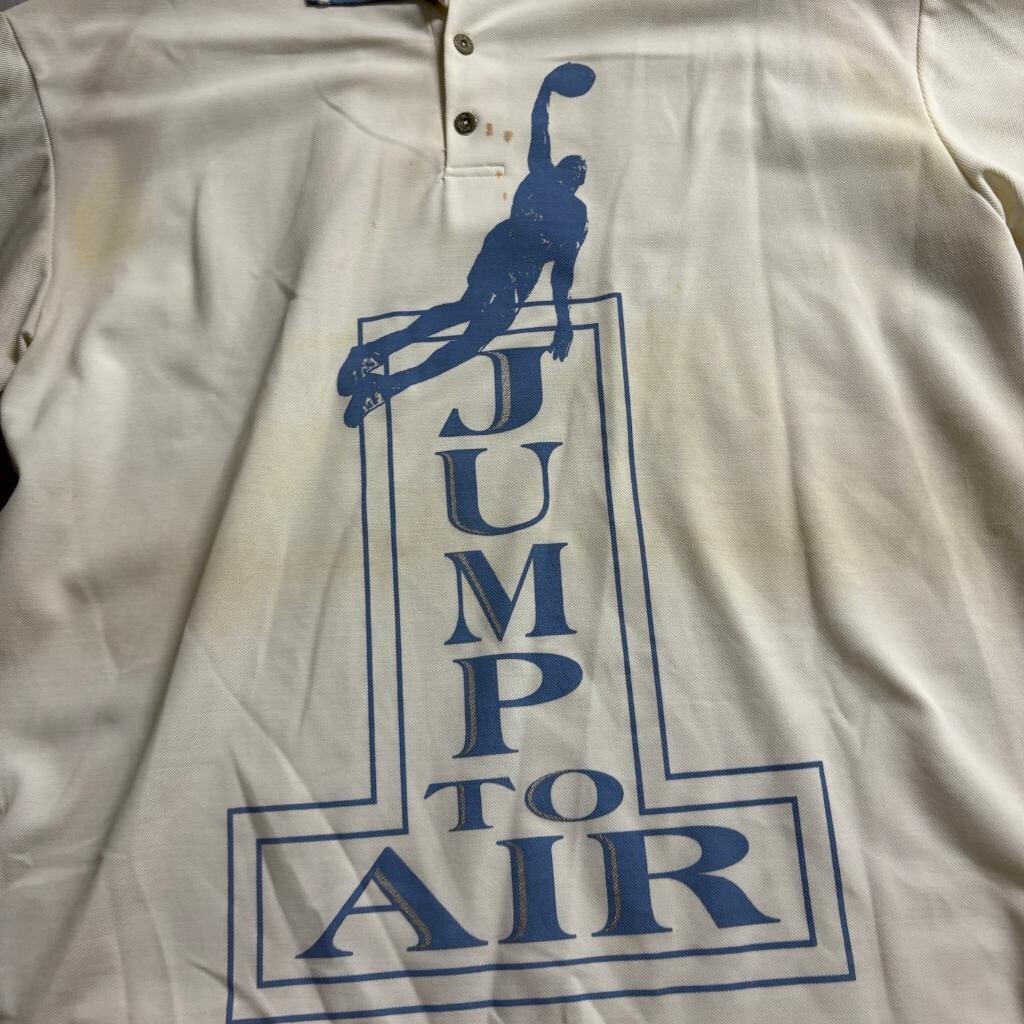Vintage Jump to Air Basketball Polo Shirt Shorts Set Mens XL White Blue USA Made