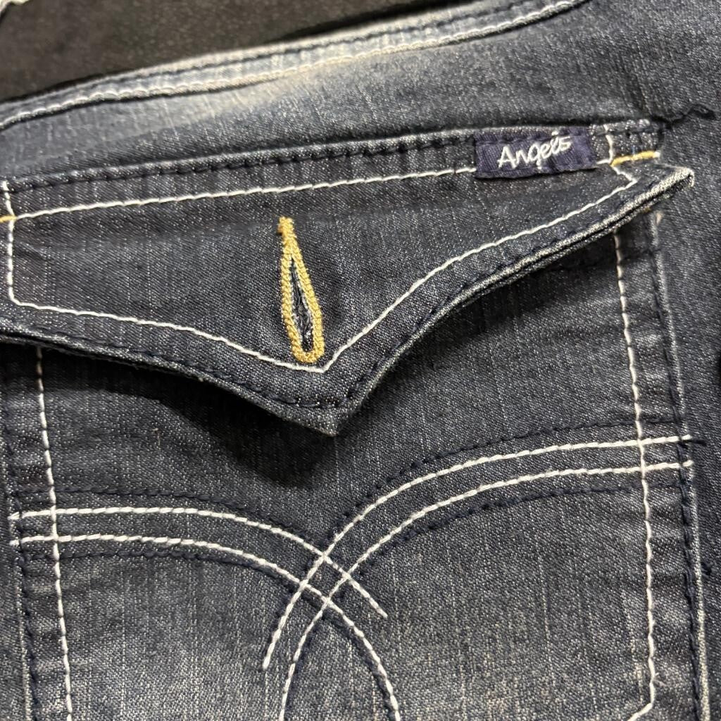 Angels Jeans Womens 20W Skinny Legs Dark Wash Stretch Denim Studded Belt NWT