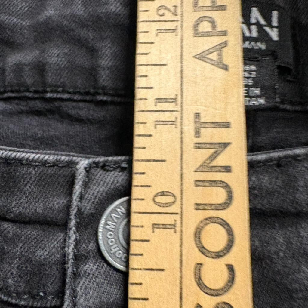boohooMAN Mens Distressed Flare Jeans 36x34 Black Ripped Denim Pants