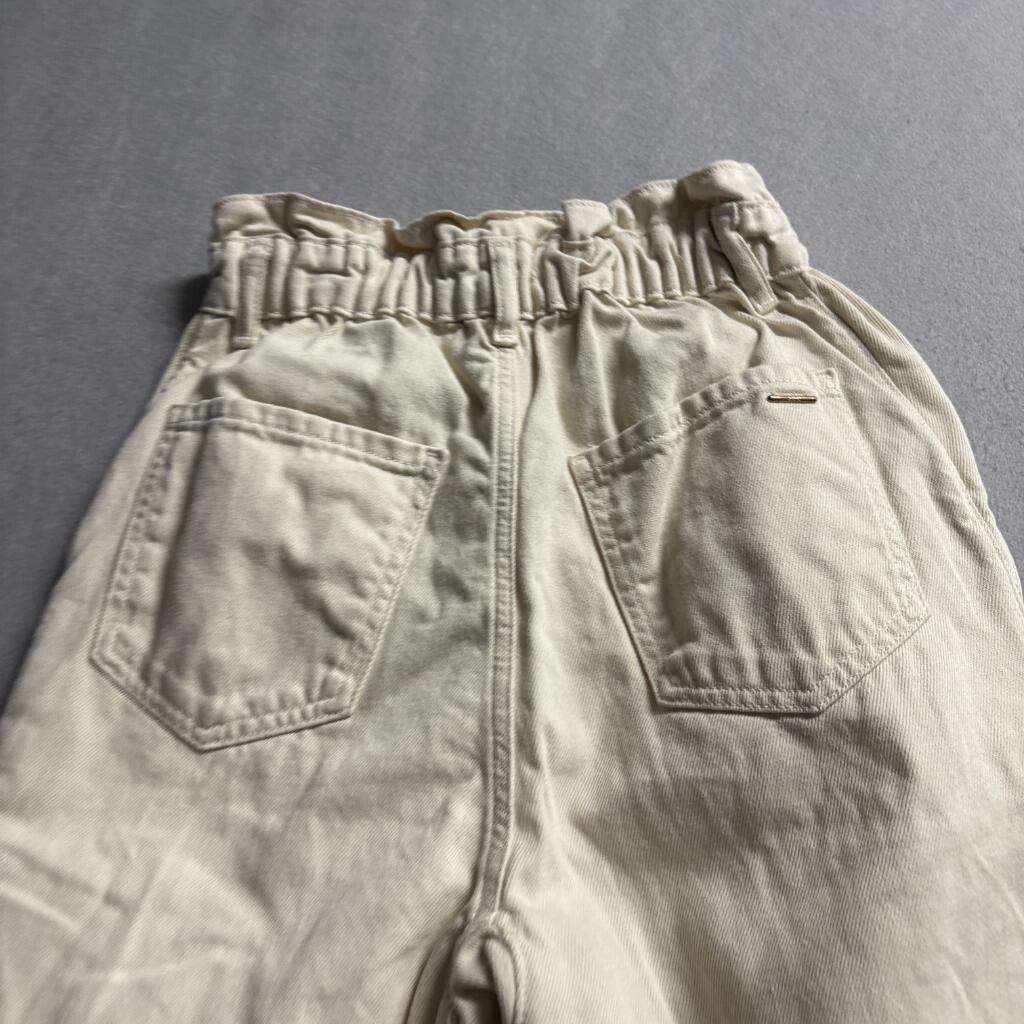 Zara Denim Collection Paperbag Jeans Womens EUR 32 USA 0 Cream Off White Cotton