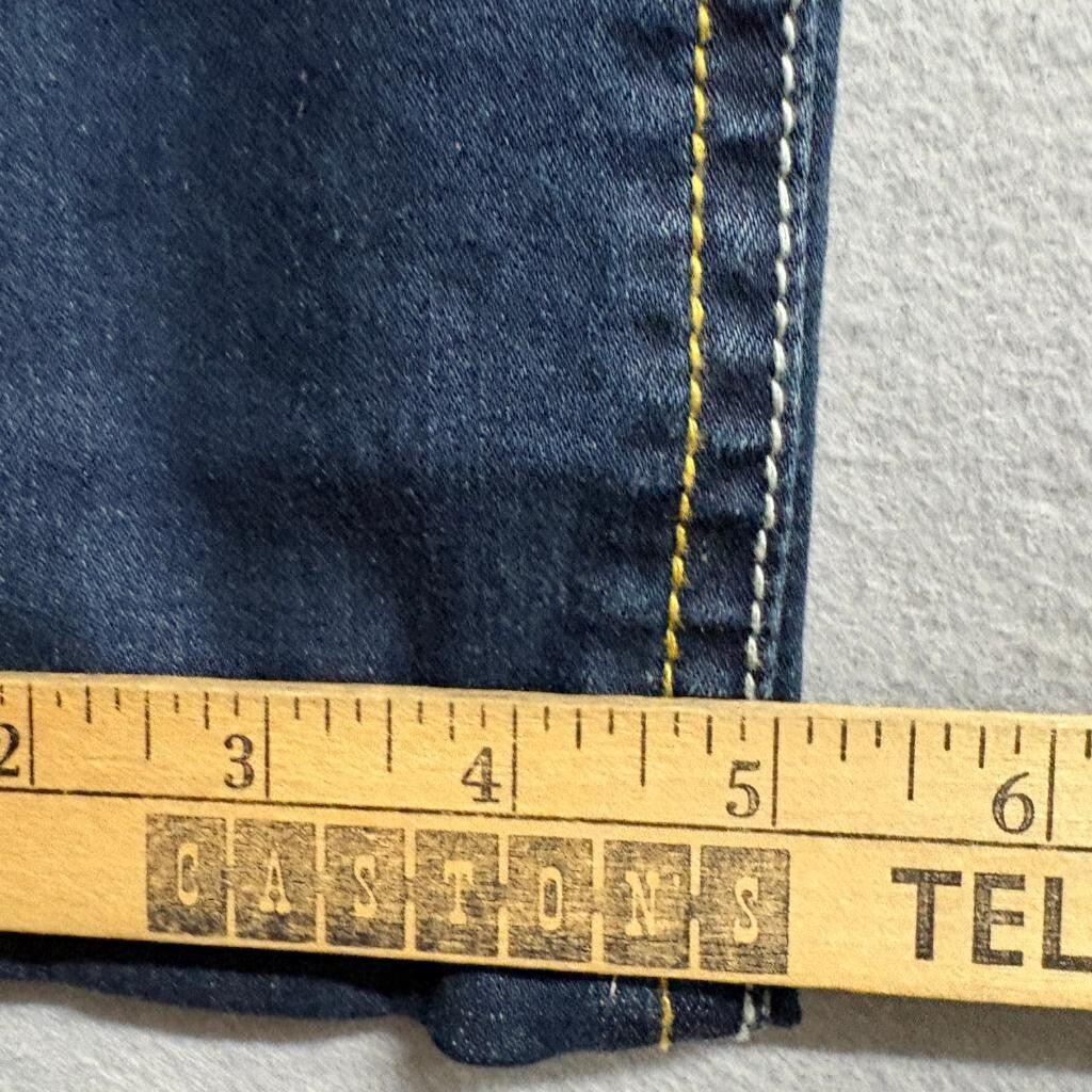 Platini Boot Cut Jeans Mens Size 11 Blue Distressed Thick Stitch Embroidered