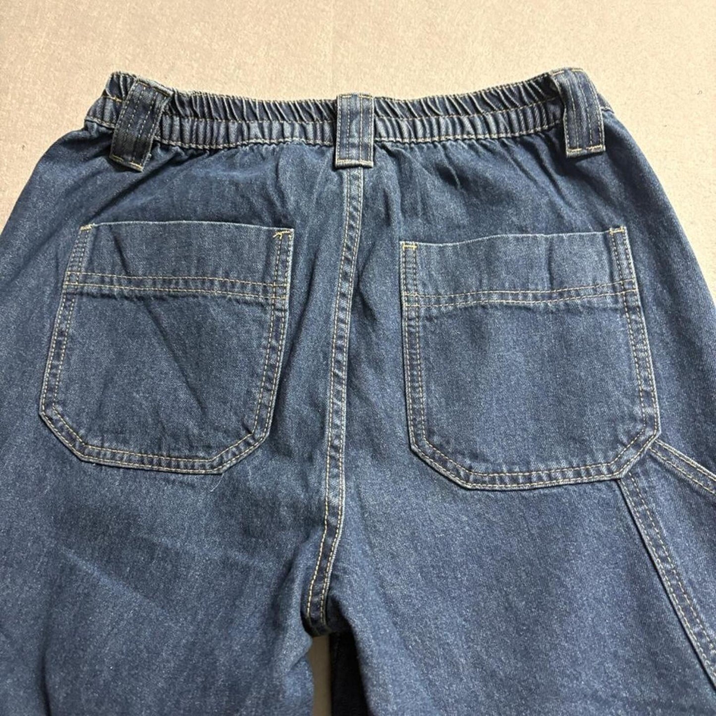 Tapata Cargo Jeans Womens Small 32 Inseam Blue Denim Elastic Waist Utility Pants