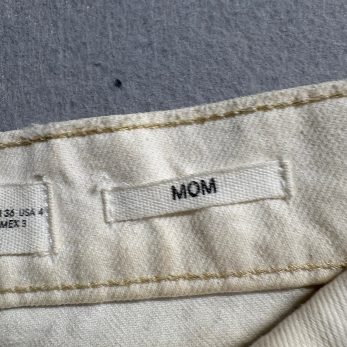 Mango MNG Mom Jeans Womens Size 4 Cream Off White High Rise Denim Tapered Leg