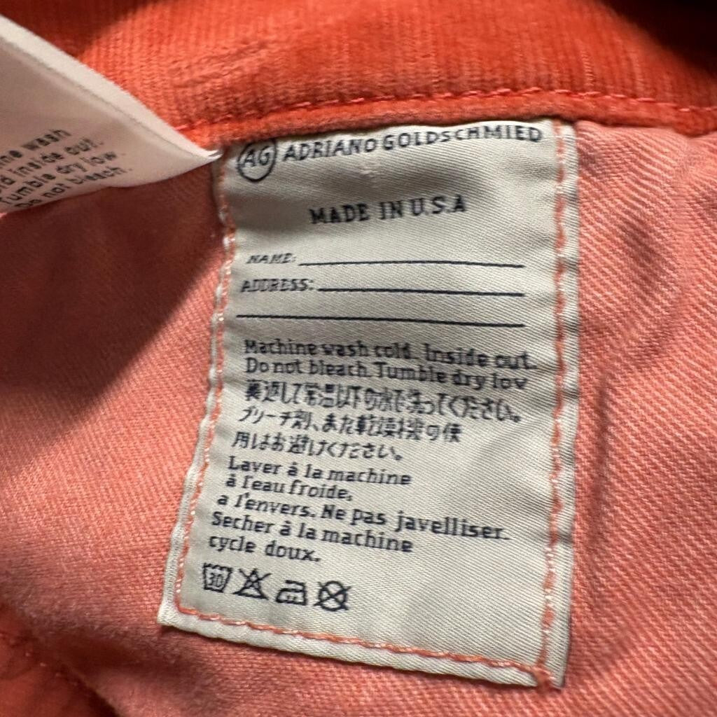 AG Adriano Goldschmied The Stevie Corduroy Pants Womens 29R Orange Slim Straight