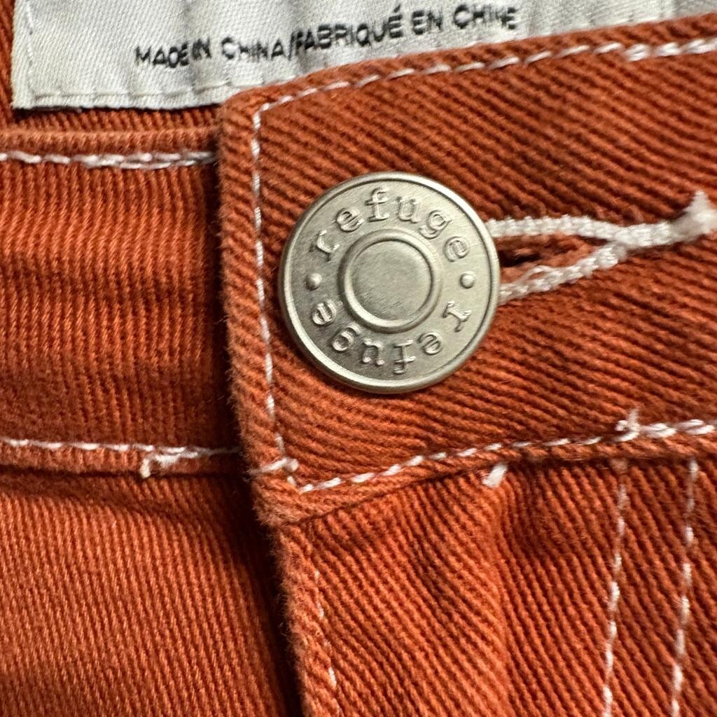 Refuge Carpenter Pants Womens Medium Rust Orange High Rise Straight Leg Utility
