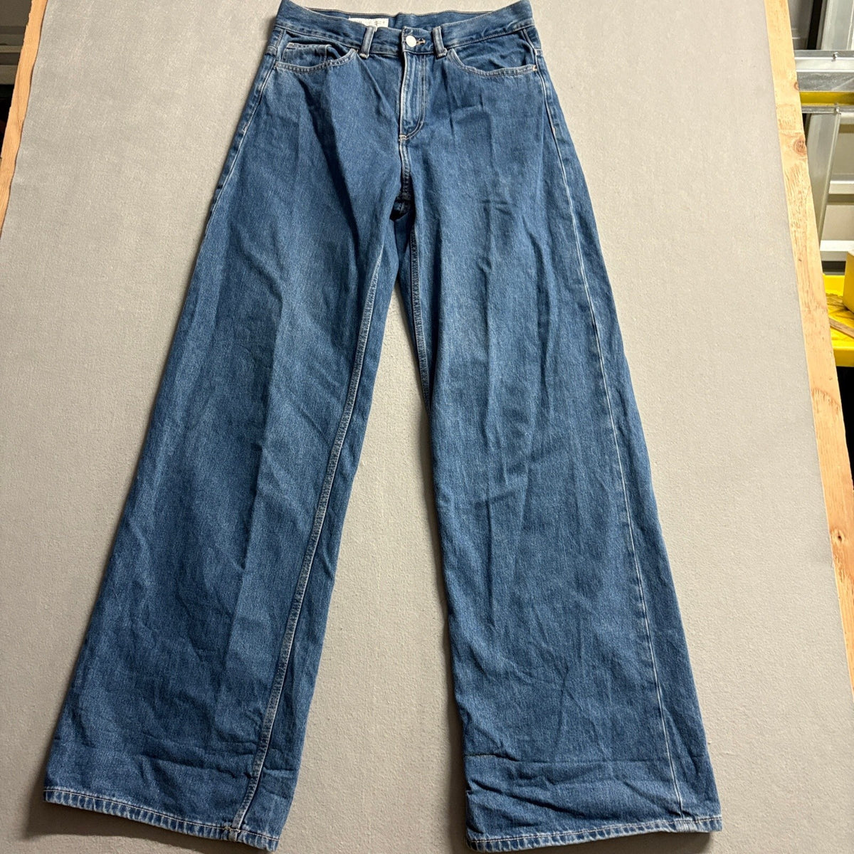 Zara Wide Leg Jeans Womens Size 8 Blue Denim High Rise 100% Cotton