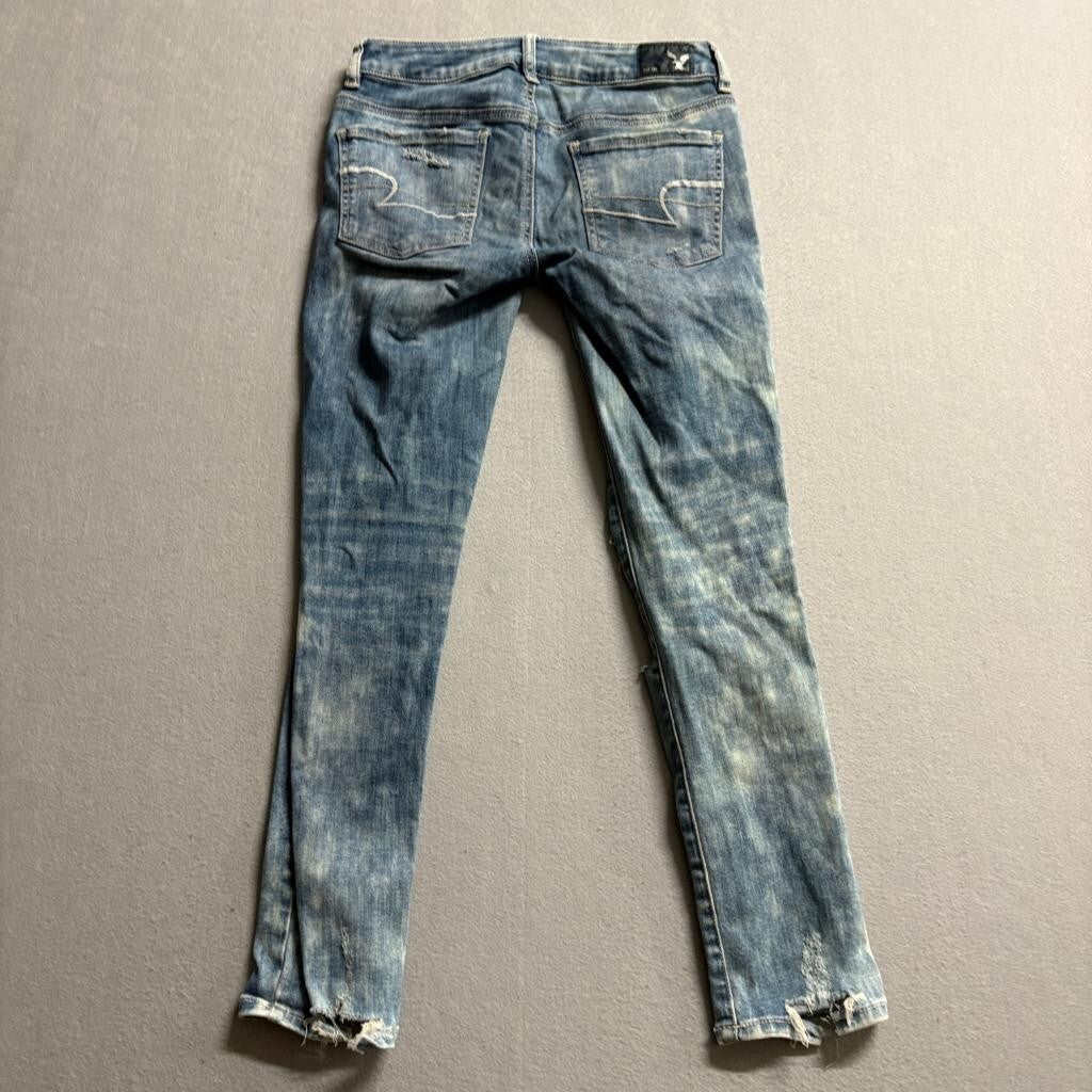 American Eagle Outfitters Jegging Ankle Jeans Womens Size 2 Distressed Acid Wash