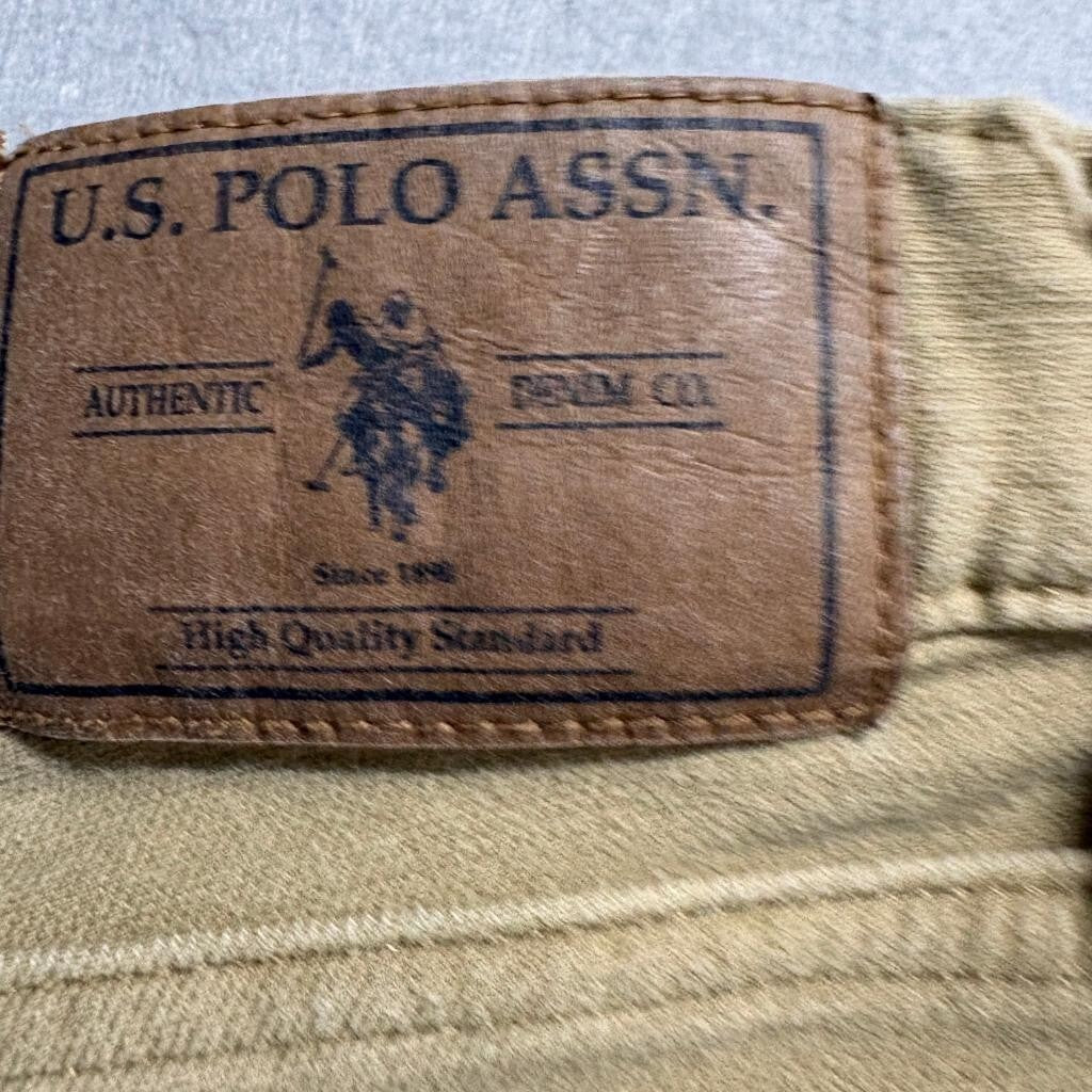 US Polo Assn Pants Mens 30x32 Tan Corduroy Stretch Slim Straight Chino Five