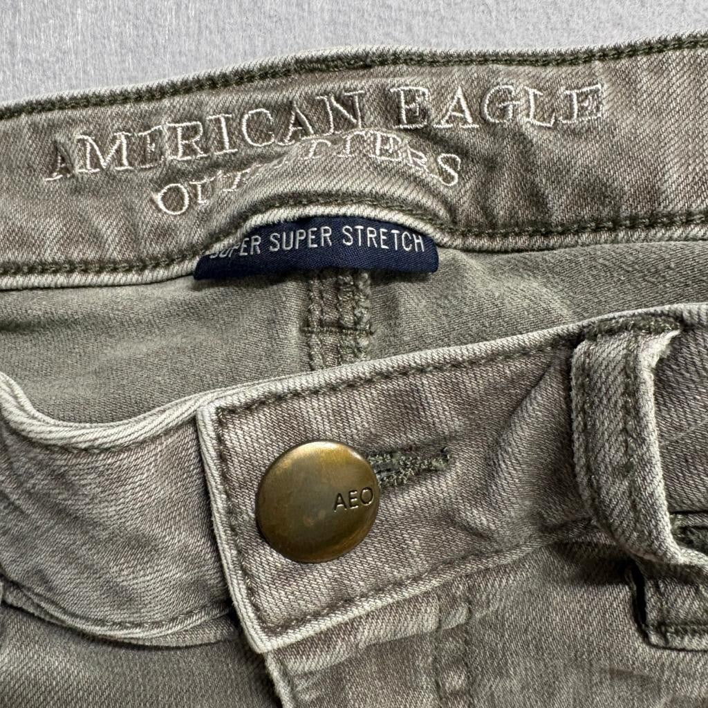 American Eagle Super Super Stretch Legging Crop Jeans Womens Size 6 Olive Green