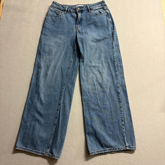 RSQ Womens Size 29 Baggy Jeans Medium Wash High Rise Wide Leg Blue Denim