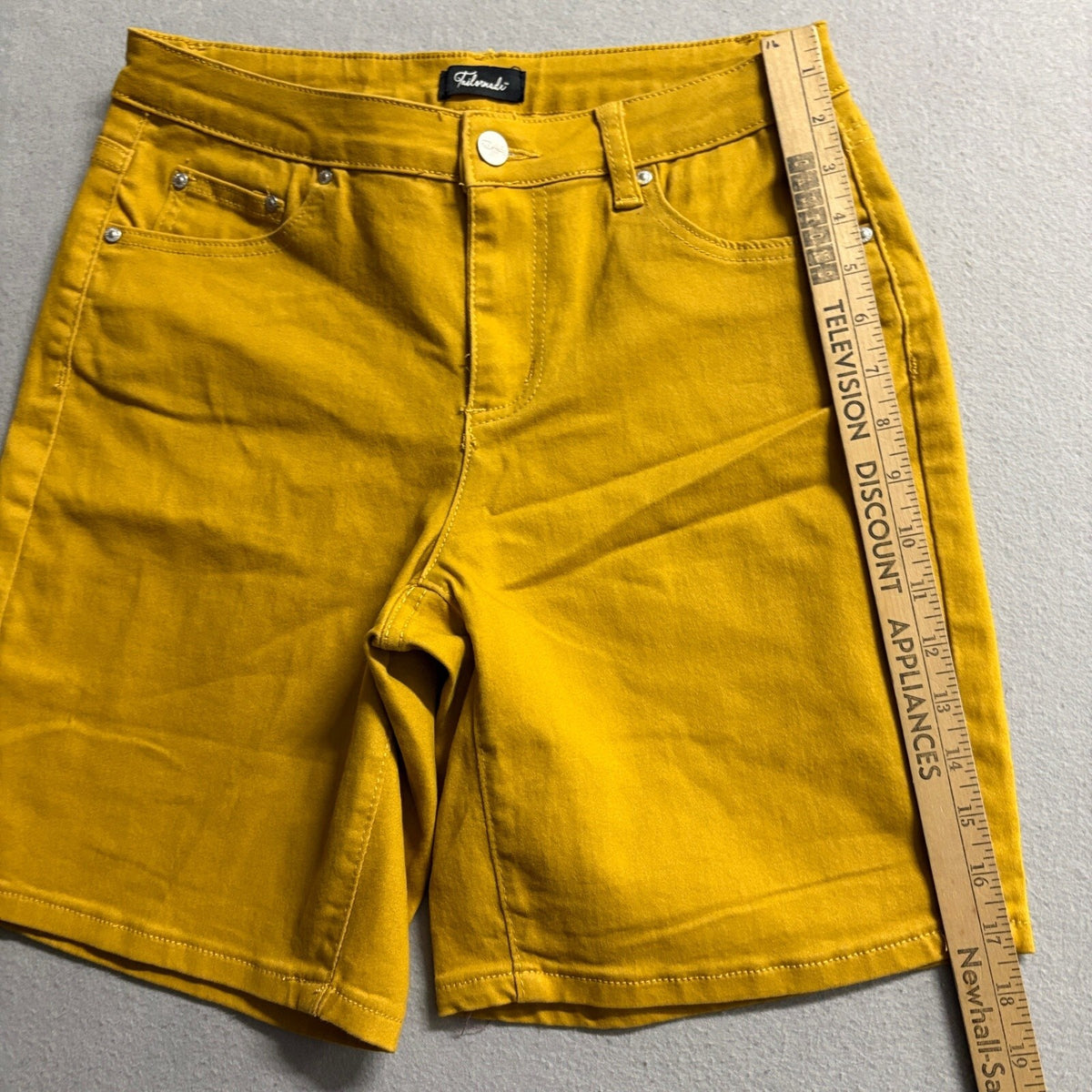 Tailormade Womens Bermuda Shorts Size 6 Mustard Yellow Stretch Denim Bermuda
