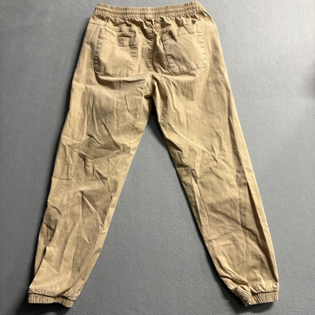 Forever 21 Men Jogger Pants Small Khaki Beige Cotton Blend Drawstring Elastic