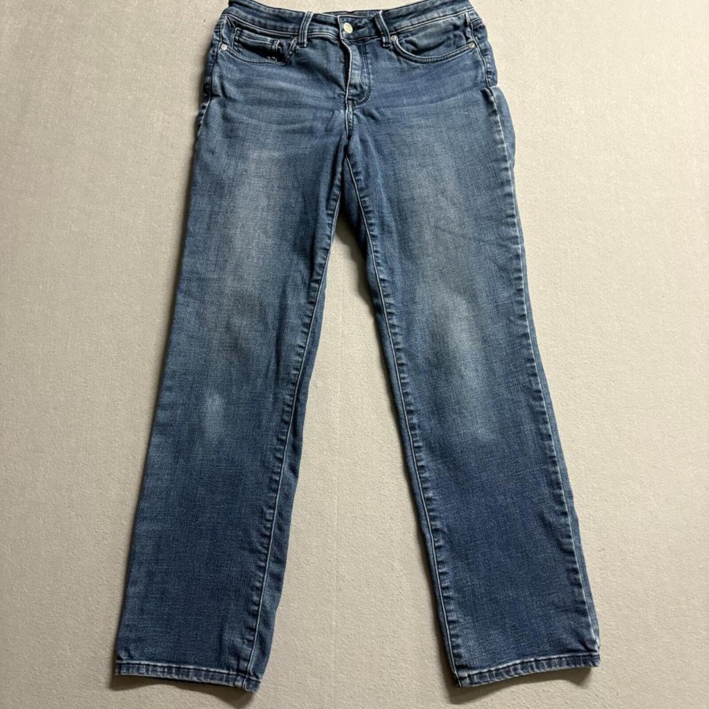 NYDJ Sheri Slim Jeans Womens 6 Blue Denim Lift Tuck Stretch Straight Leg