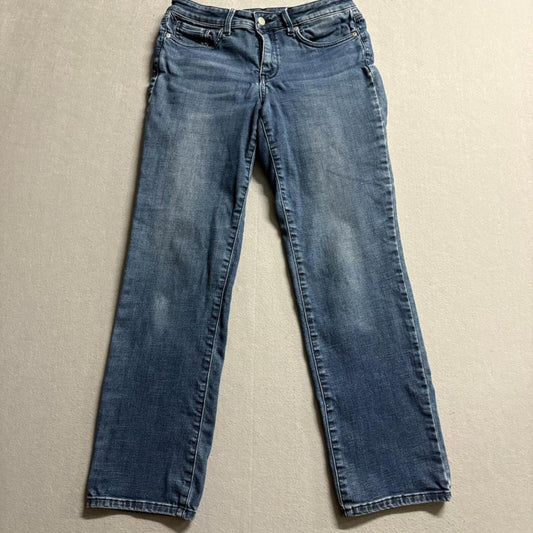NYDJ Sheri Slim Jeans Womens 6 Blue Denim Lift Tuck Stretch Straight Leg