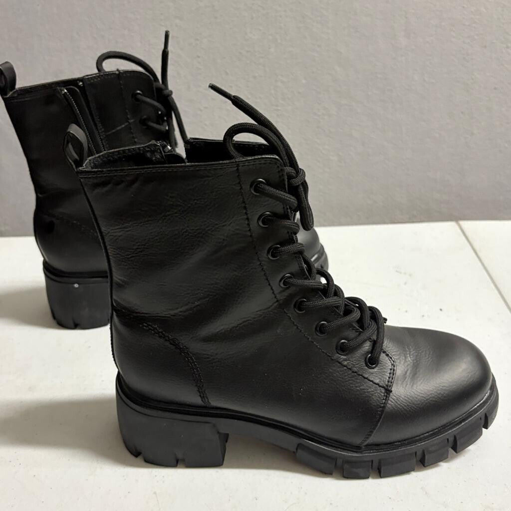 MIA Tauren Womens Combat Boots Size 9M Black Lace Up Side Zip Lug Sole MH1103A