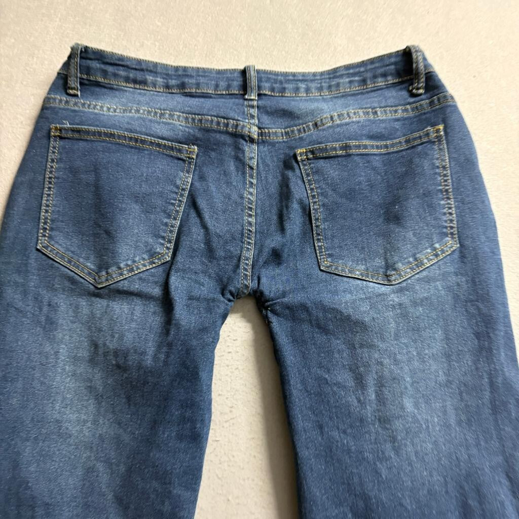 Unbranded Womens Flare Jeans Size XL Blue Denim Raw Hem Bell Bottom High Rise