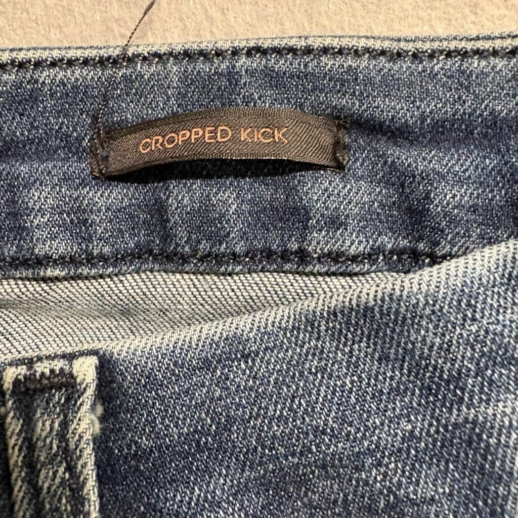 Jen7 by 7 For All Mankind Cropped Kick Flare Jeans Womens Size 12 Blue Stretch