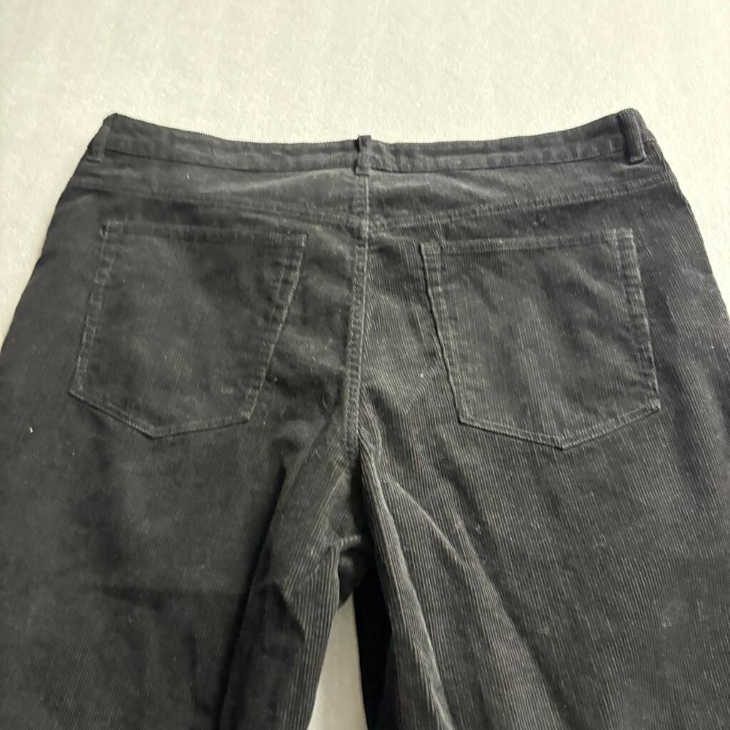 H&M Divided Corduroy Pants Womens Size 18 Black Wide Leg High Rise 100% Cotton