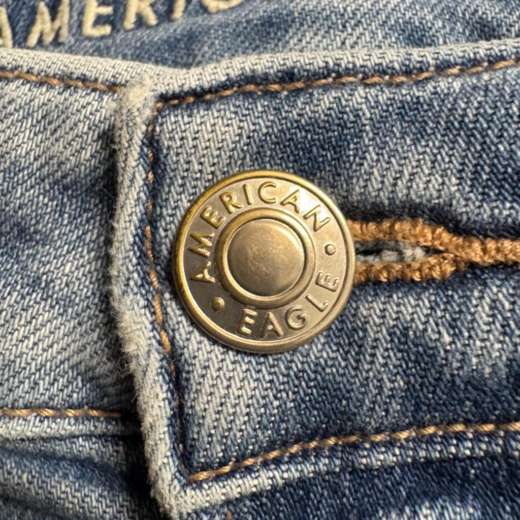 American Eagle Super High Rise Baggy Wide Leg Cargo Jeans Womens 6 Regular Blue