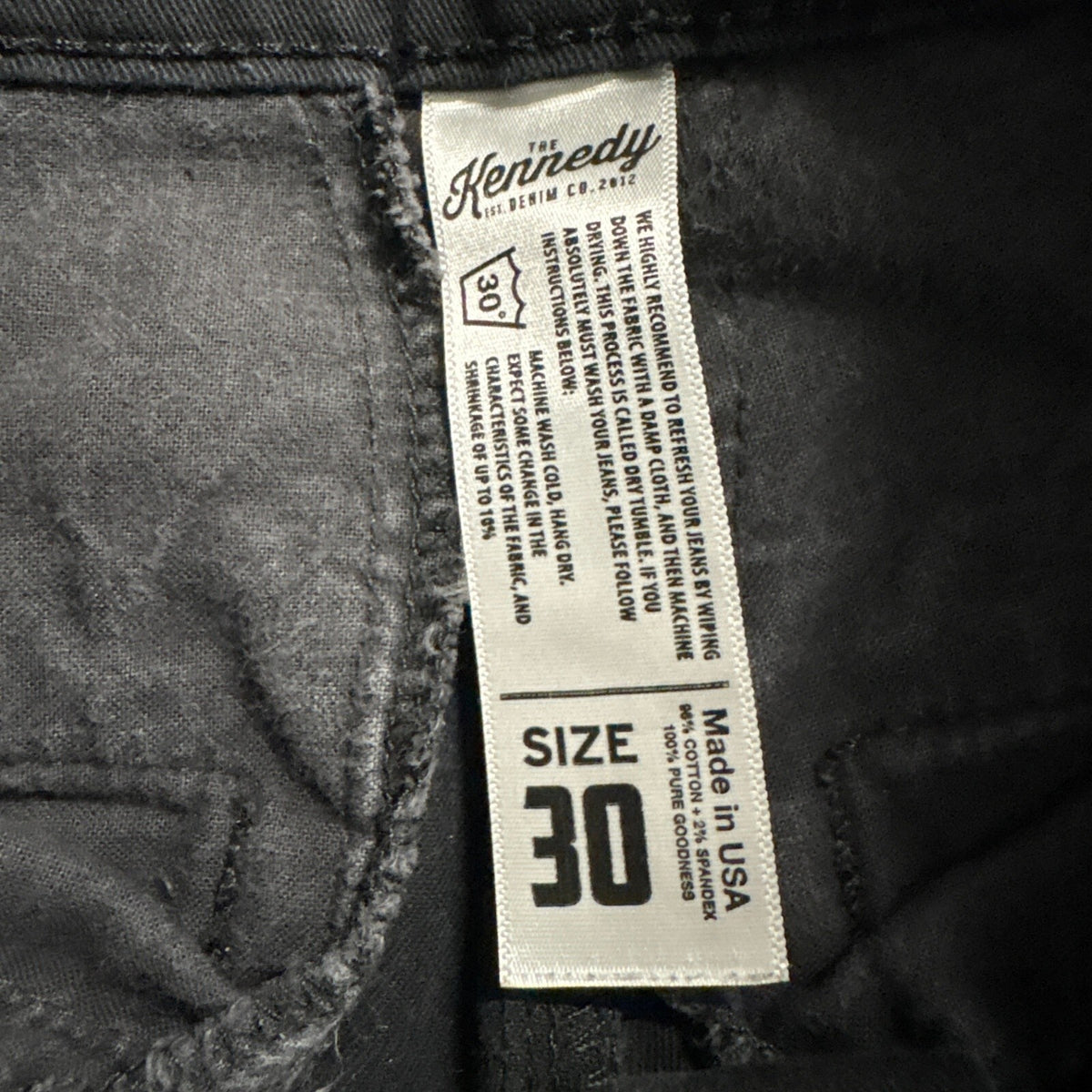 The Kennedy Denim Co Mens Size 30 Slim Straight Black Jeans Made in USA Stretch