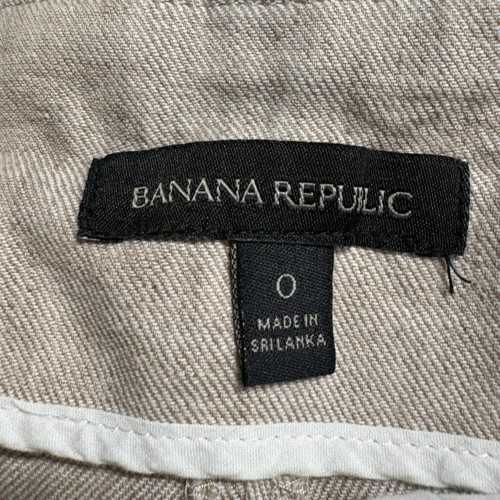 Banana Republic Linen Cotton Blend Wide Leg Pants Womens Size 0 Beige Pleated