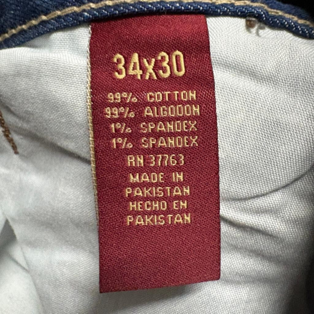 Perry Ellis Premium Denim Jeans Mens 34x30 Blue Stretch Straight Leg