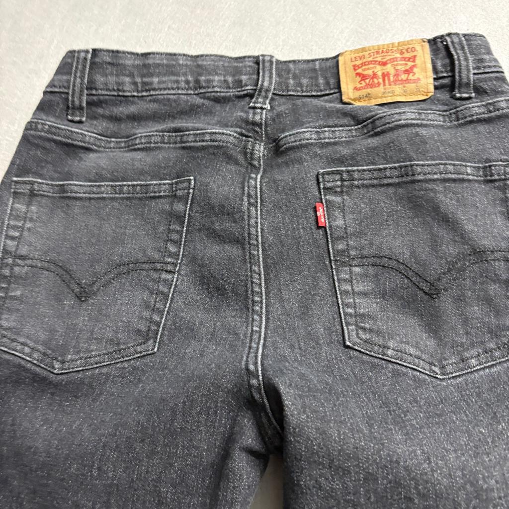 Levi's 514 Boys Jeans Size 20 Regular Black Denim Straight Leg Adjustable Waist