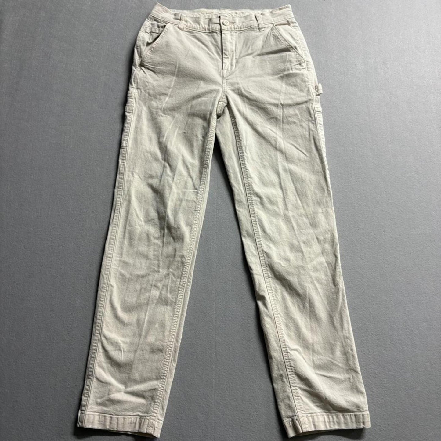 American Eagle Carpenter Pants Womens 4 Beige Khaki Stretch Straight Leg Utility
