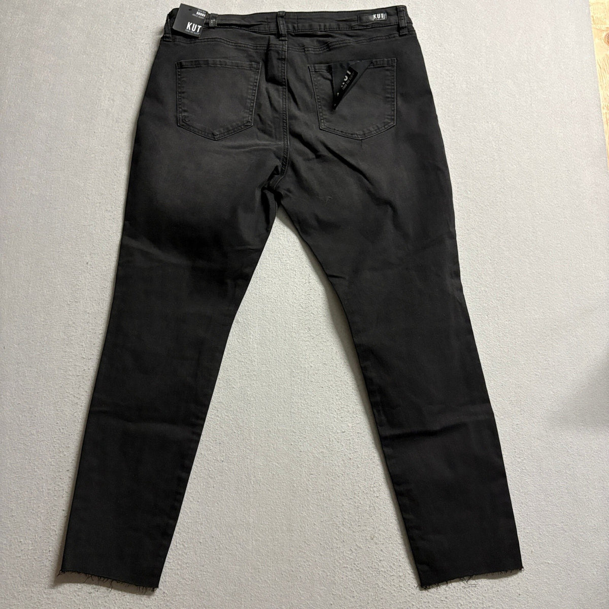 Kut From The Kloth Donna High Rise Ankle Skinny Jeans Womens 14P Black Raw Hem