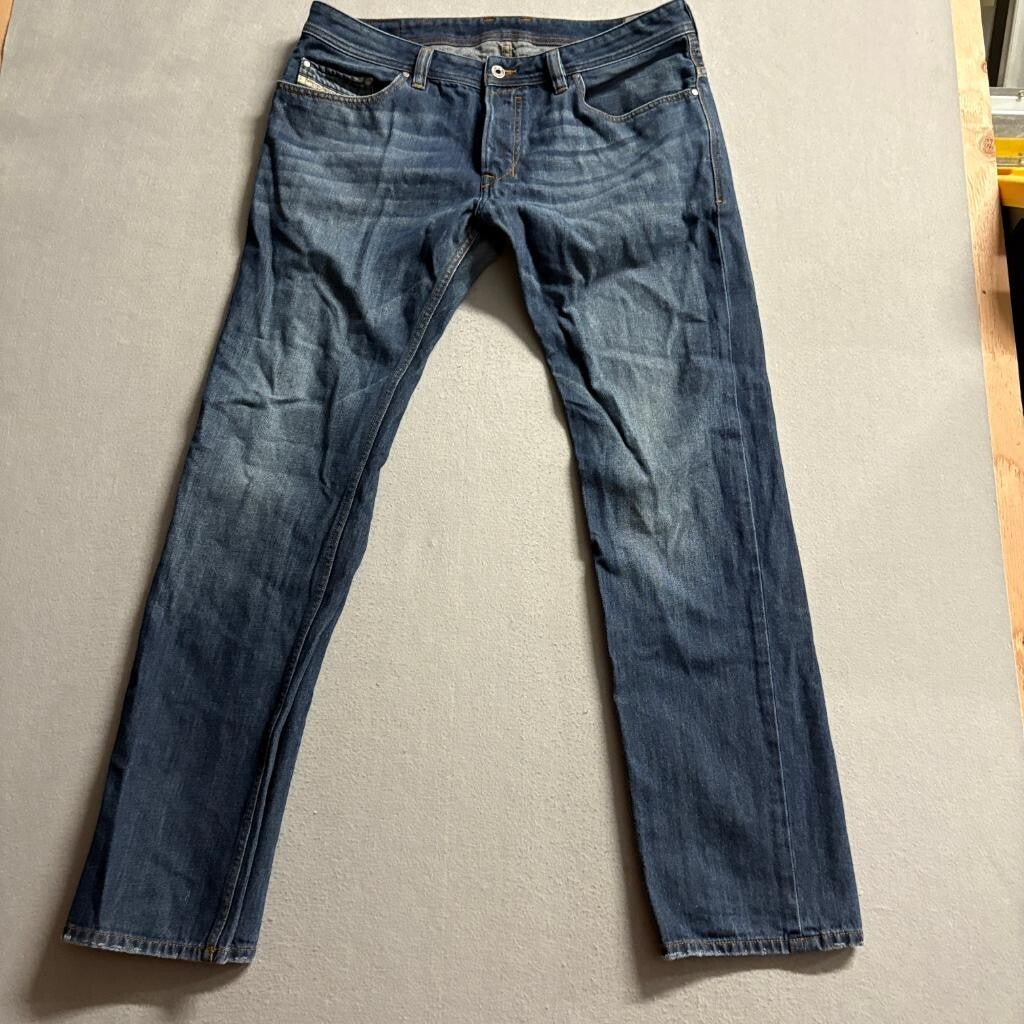 Diesel Safado Jeans Mens 34x32 Regular Slim Straight Wash 0RUs6 Blue Denim