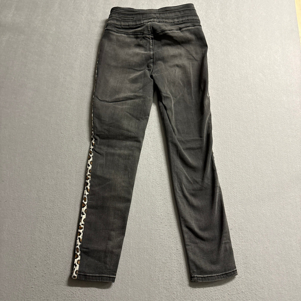 Mashed Potatoes Womens Size 28 Gray Leopard Side Stripe Mid Rise Skinny Jeans
