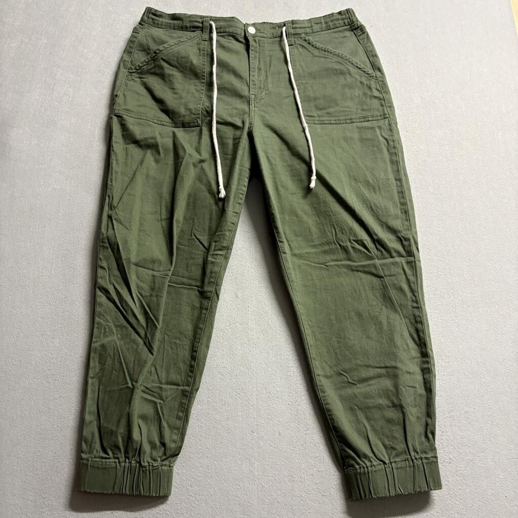 No Boundaries Joggers Womens XXL Green Cotton Blend Elastic Waist Cargo Pants