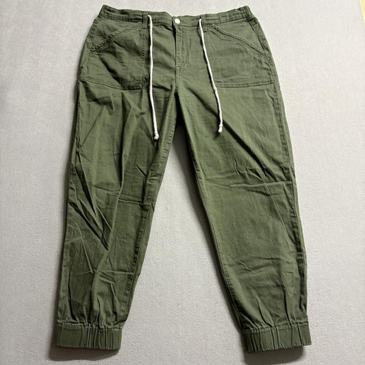 No Boundaries Joggers Womens XXL Green Cotton Blend Elastic Waist Cargo Pants