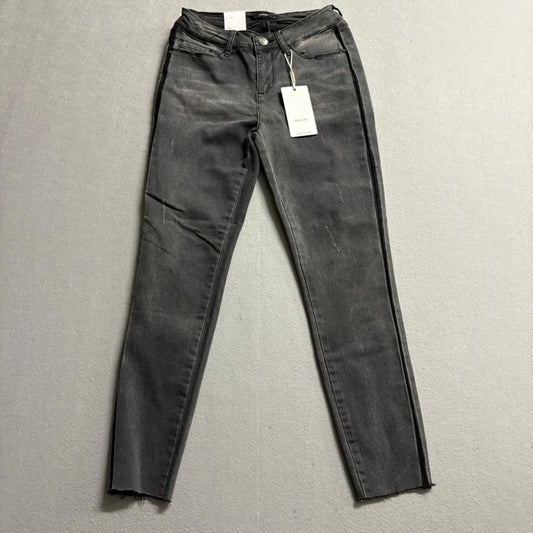 Dulce Be Skinny Jeans Womens Size 5 Dark Black Grey Raw Hem Stretch Denim New