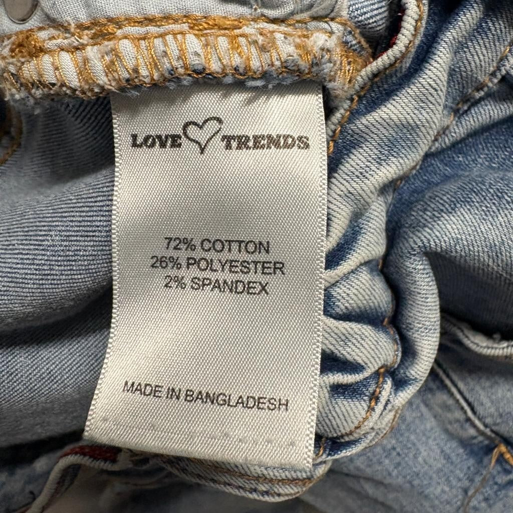 Love Trends Cargo Jeans Womens Size 3 Blue Denim Wide Leg Multi Pocket Stretch