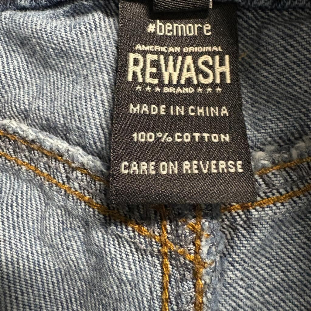 Rewash Side Stripe Wide Leg Jeans Womens Size 5 Blue Denim Distressed 100%