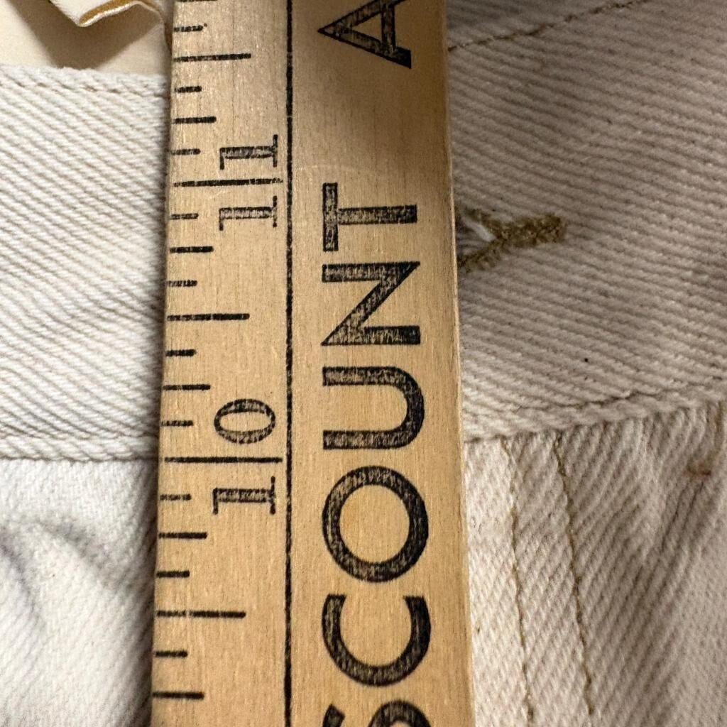 H&M Wide Leg Jeans Womens Size 8 Beige Cotton High Rise Seam Detail Denim